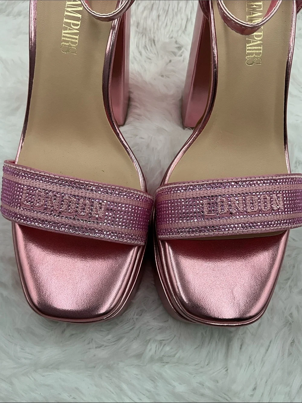 Dream Pairs Heels Size 7.5 Metallic Rose Pink Platform Block Heels